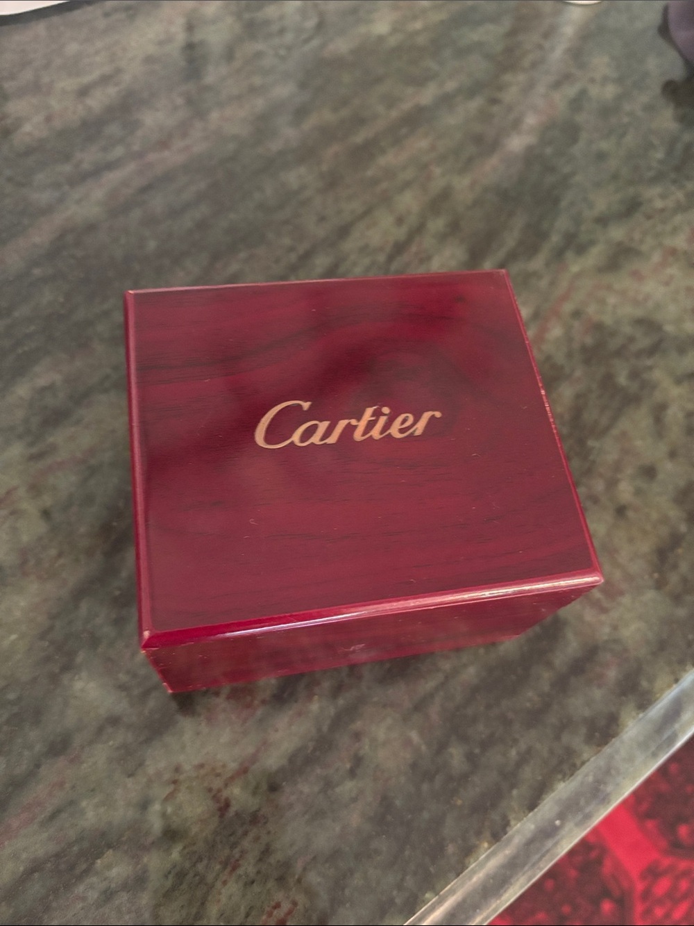 Cartier Burgundy Red Jewelry Presentation Box with Gold Logo